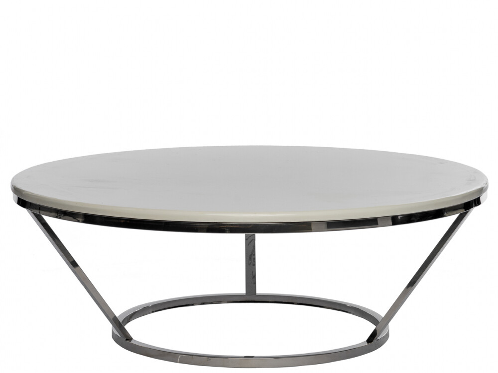 Журнальный столик круглый серый на стальном основании 100 см Simple A