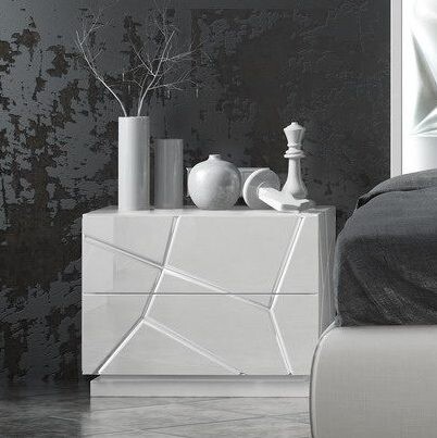 Прикроватная тумбочка с 2 ящиками белая Franco Kiu250 white - изображение 1