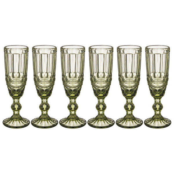 Бокалы для шампанского 150 мл 6 шт зеленые "Серпентина" Muza Color - изображение 1