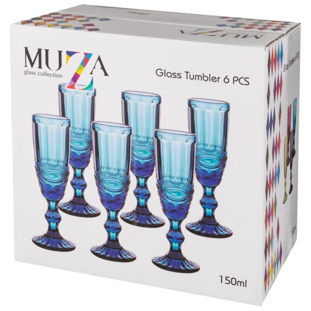 Бокалы для шампанского 150 мл 6 шт зеленые "Серпентина" Muza Color - изображение 2