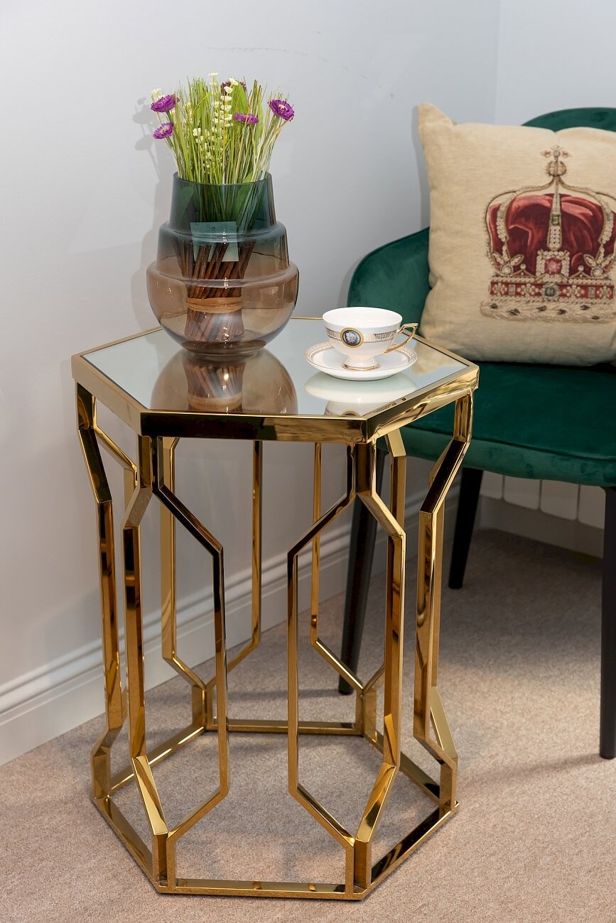 Кофейный столик шестигранный золото "Рауль" 50 см - изображение 3