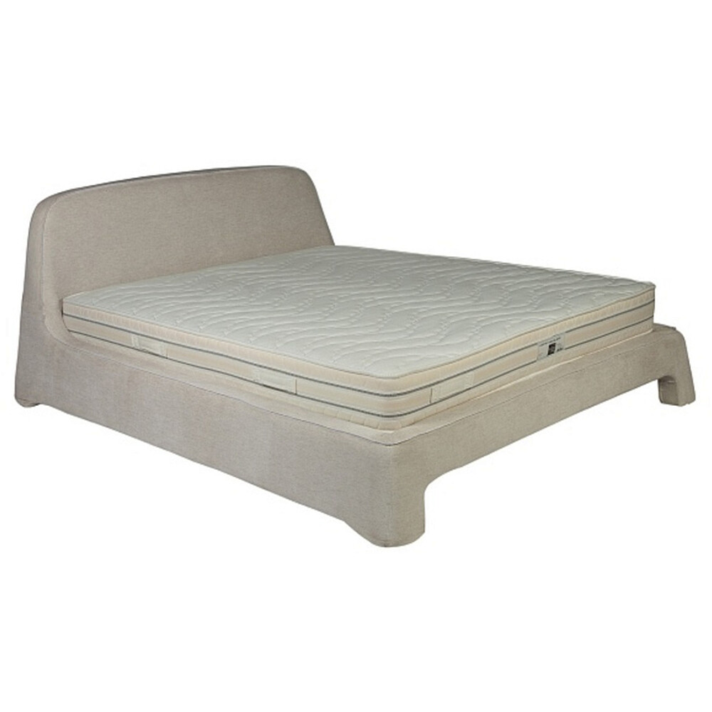 Кровать двуспальная с мягким изголовьем 160х200 см бежевая Nip