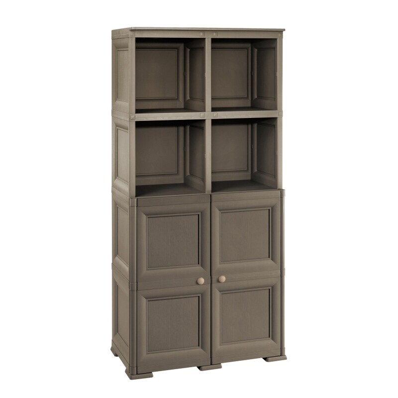 Шкаф для книг с дверцами пластиковый коричневый 164 см 8085560