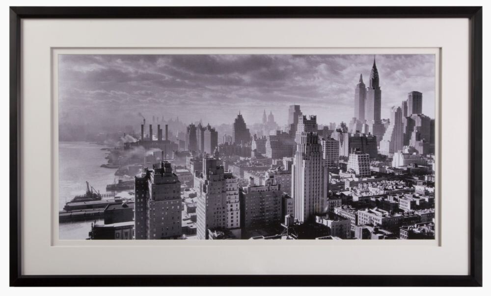 Постер с паспарту в раме 73х123 см бело-черный Waterfront and Manhattan