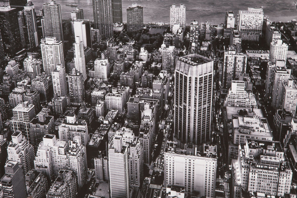Постер с паспарту в раме 73х123 см черно-белый New York City from the Empire State Building