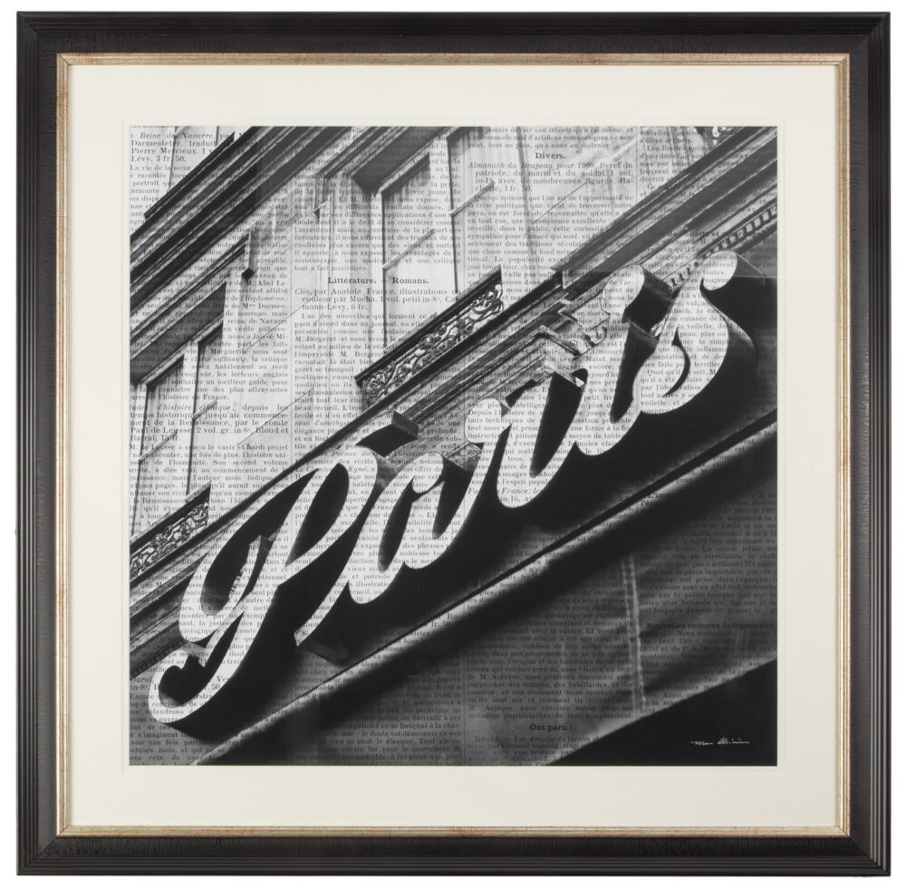Постер в черной раме 90х90 см Newsprint Paris