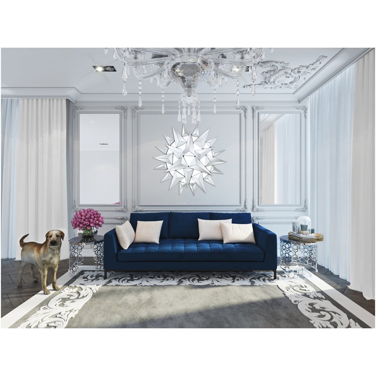 Панно настенное зеркальное "Шипы" D119 см - изображение 2