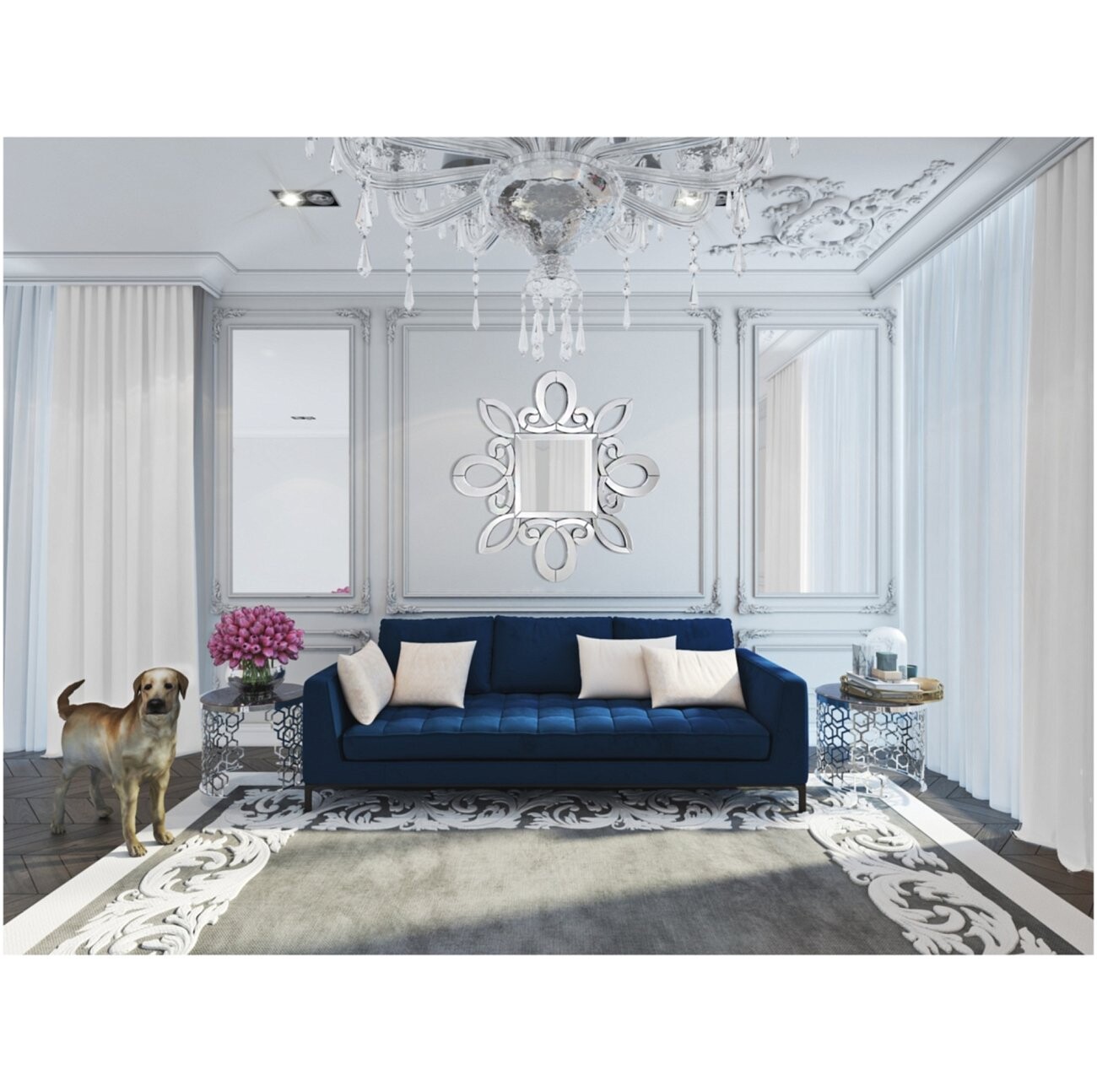 Зеркало большое венецианское квадратное в фигурной раме Freddo - изображение 2