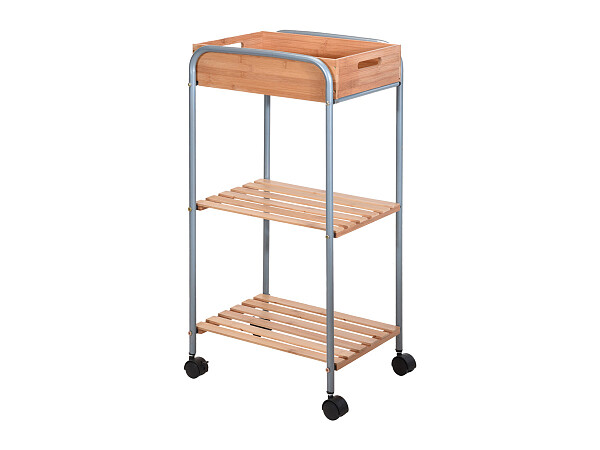 Стеллаж на колесах с 3 полками коричневый Bamboo Trolley - изображение 1