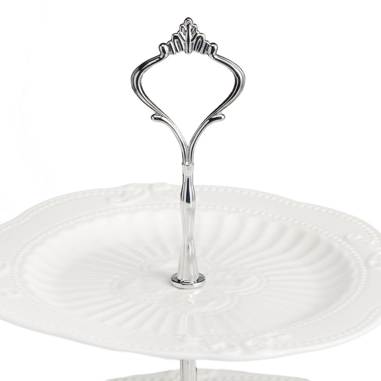 Подставка двухъярусная для сладостей Белоснежная в серебре - изображение 2