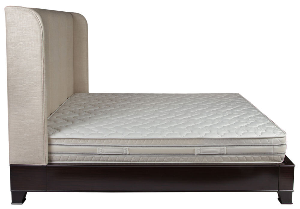 Кровать двуспальная с мягким изголовьем 180х200 см светло-коричневая Polly