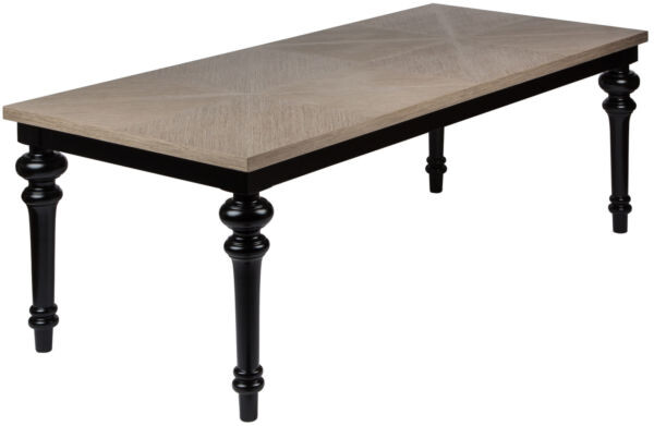 Обеденный стол прямоугольный бежевый на черных фигурных ножках 200 см HF15017