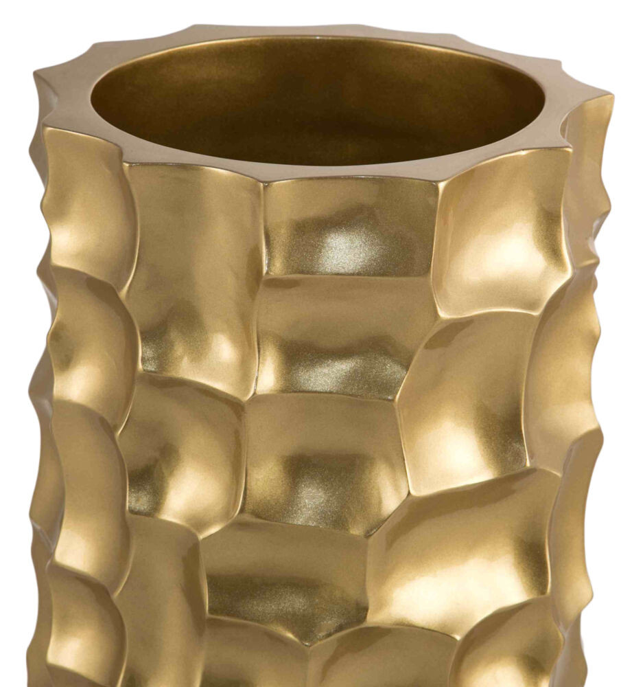 Ваза в виде цилиндра с рельефным декором 60 см Nugget золото