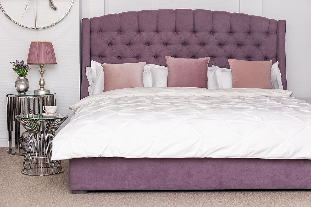 Кровать двуспальная 180х200 без гвоздиков фиолетовая Hugo - изображение 6
