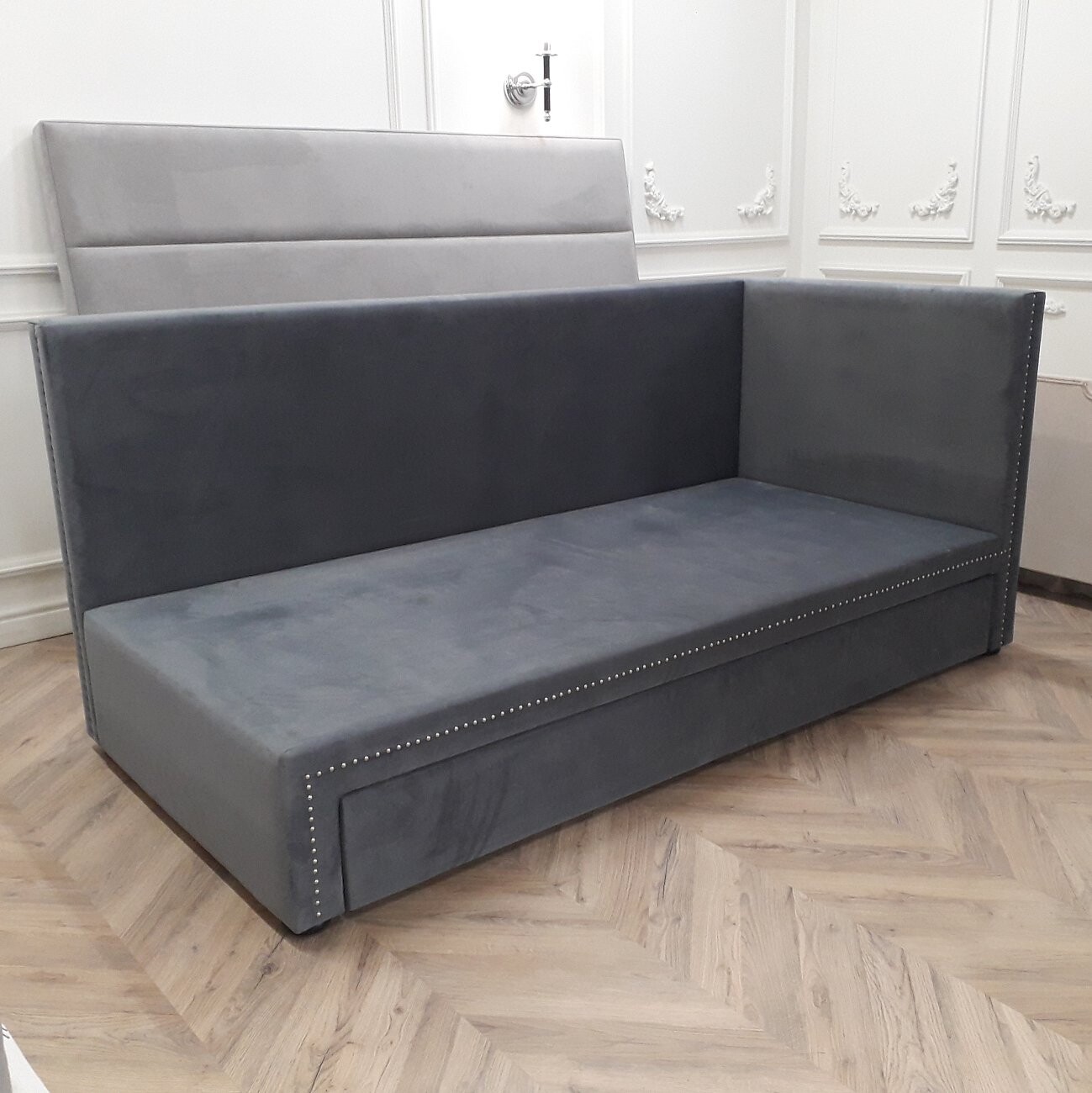 Диван-кровать 90х200 см с дополнительным местом серый Taliya Р - изображение 2