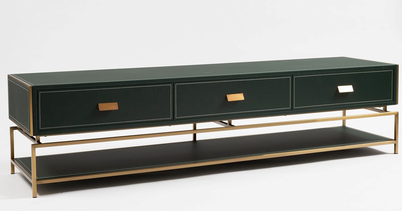 Тумба под телевизор с 3 ящиками зеленая "Арабель" - изображение 2