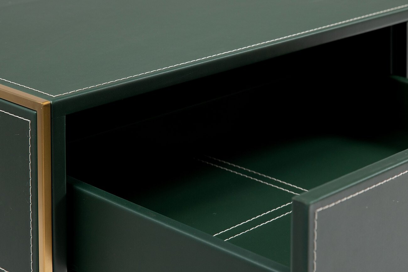 Тумба под телевизор с 3 ящиками зеленая "Арабель" - изображение 4