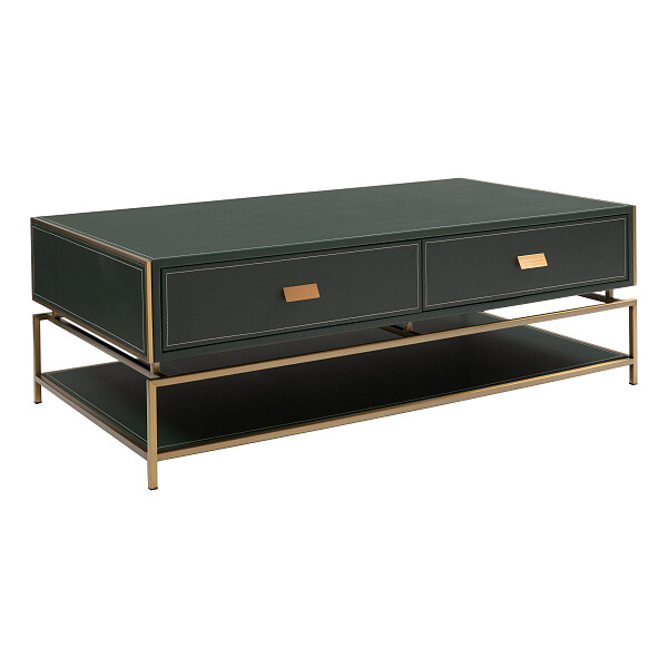 Журнальный столик с 2 ящиками зеленый "Арабель" 130 см - изображение 1
