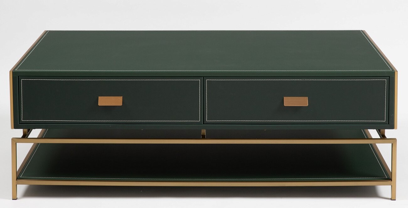 Журнальный столик с 2 ящиками зеленый "Арабель" 130 см - изображение 2