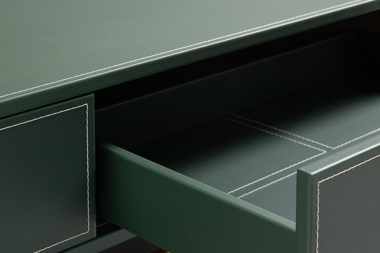 Журнальный столик с 2 ящиками зеленый "Арабель" 130 см - изображение 4