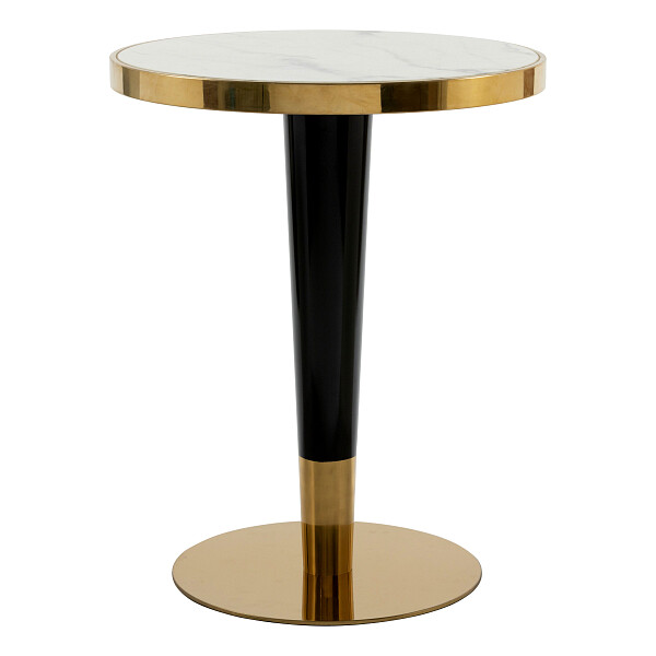 Кофейный столик с белой мраморной столешницей черный 60 см - изображение 1