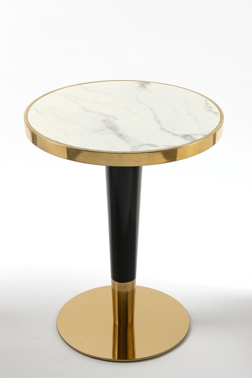 Кофейный столик с белой мраморной столешницей черный 60 см - изображение 2