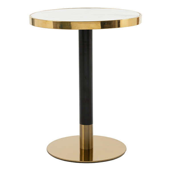 Кофейный столик с белой мраморной столешницей 60 см черный - изображение 1