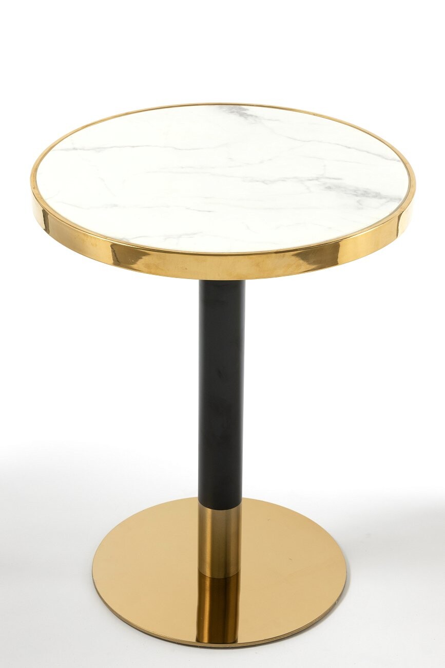 Кофейный столик с белой мраморной столешницей 60 см черный - изображение 2