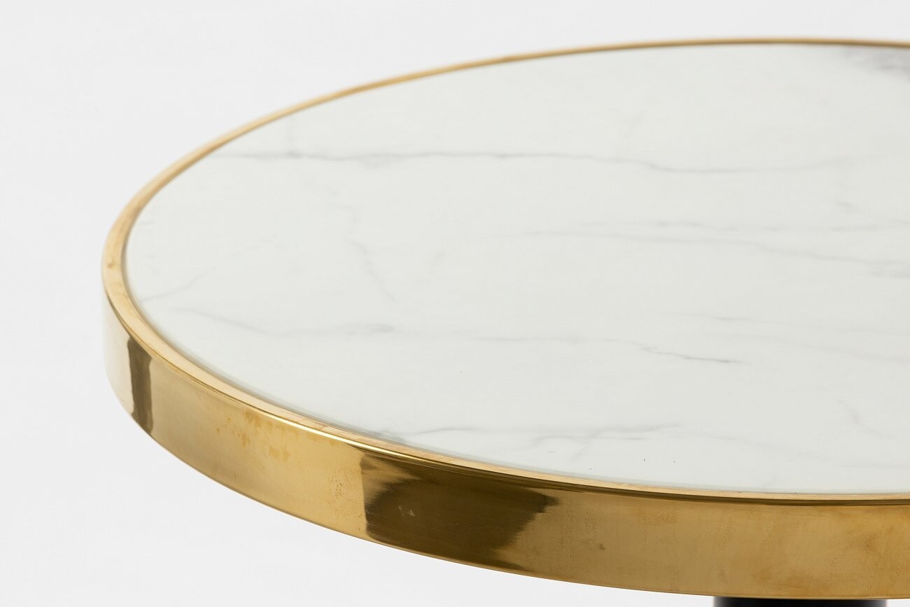 Кофейный столик с белой мраморной столешницей 60 см черный - изображение 3