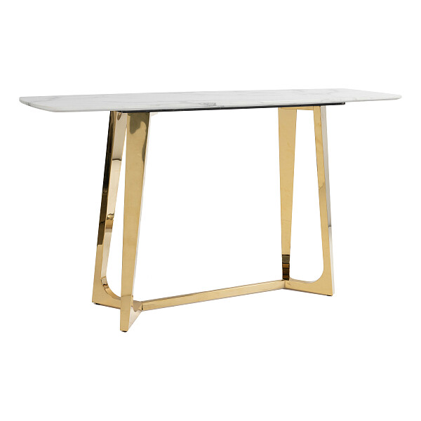 Консоль с белой мраморной столешницей 150 см золото - изображение 1