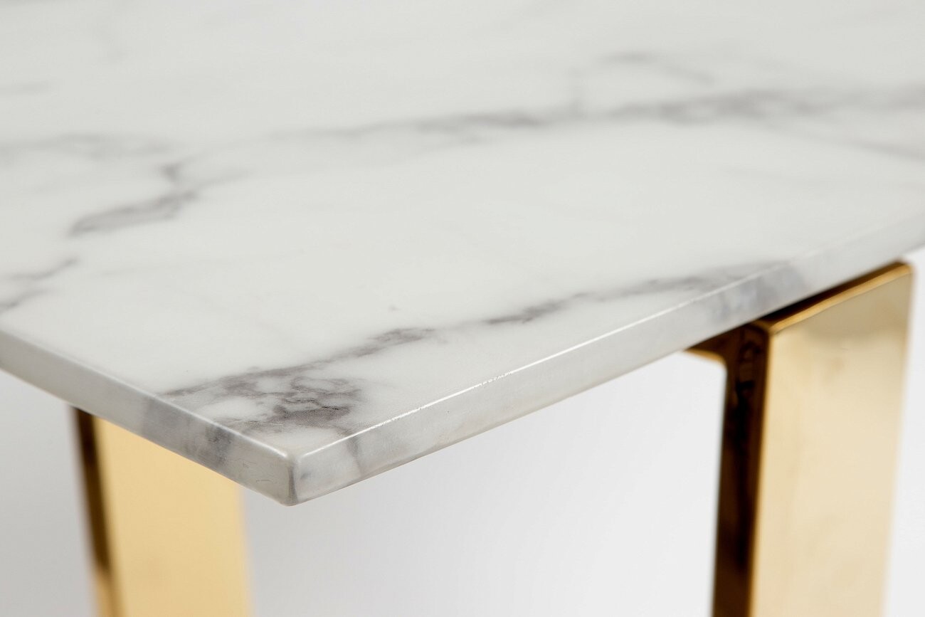 Консоль с белой мраморной столешницей 150 см золото - изображение 4