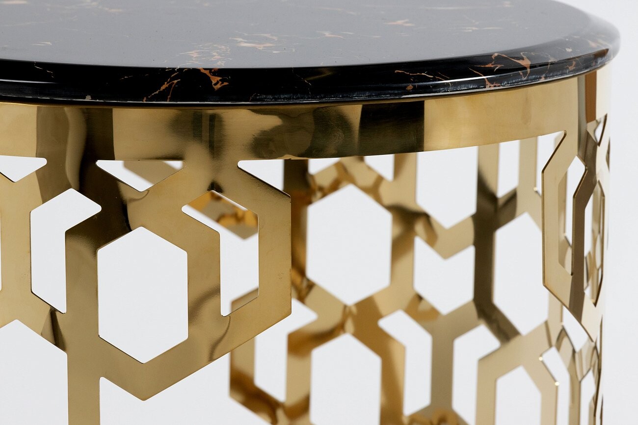 Кофейный столик круглый с черной столешницей "Золотые соты" 50 см - изображение 3