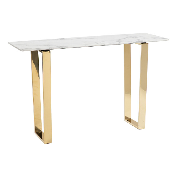 Консоль с белой мраморной столешницей 122 см золото - изображение 1