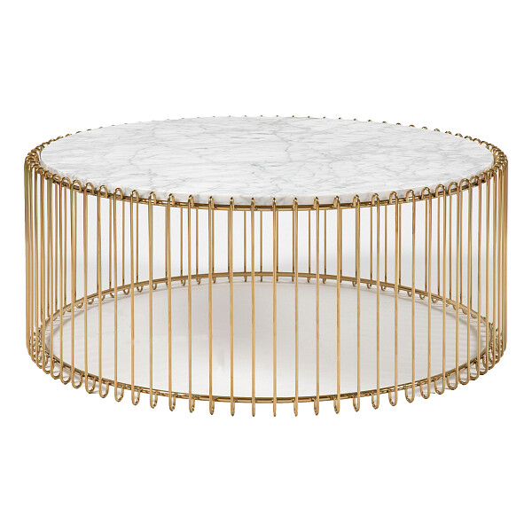 Журнальный столик круглый с белой мраморной столешницей "Ноэль" 89 см - изображение 1