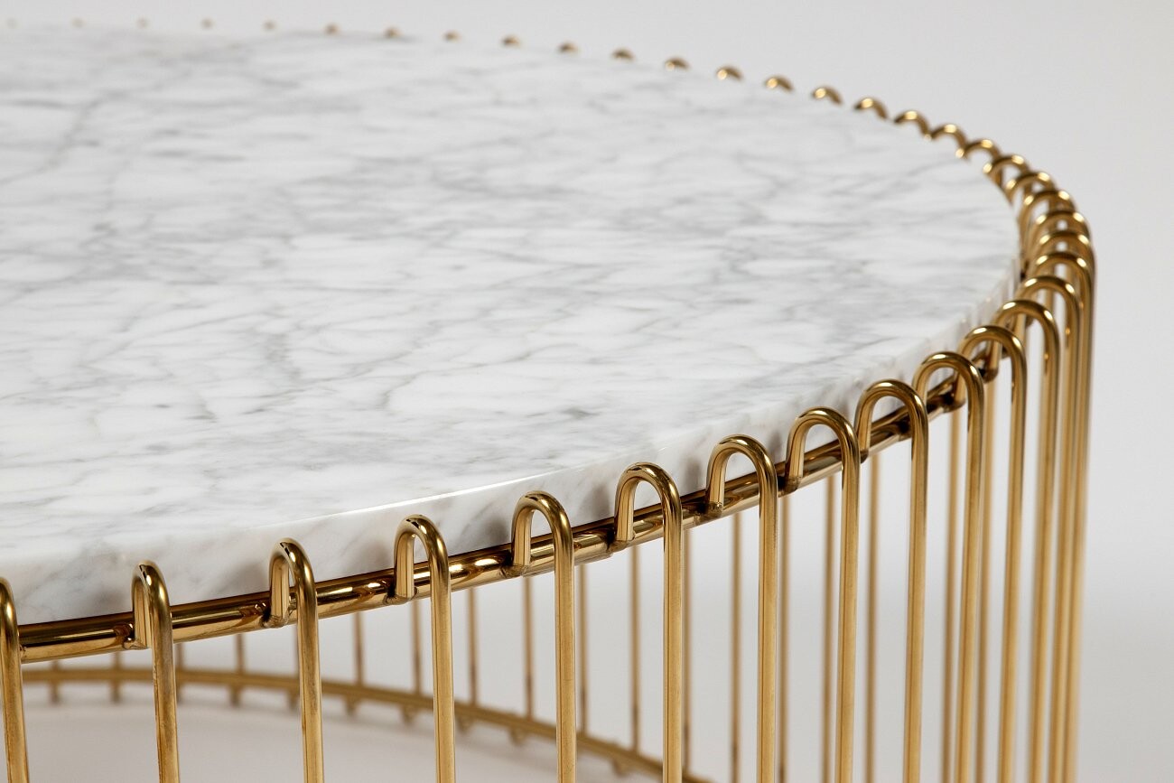 Журнальный столик круглый с белой мраморной столешницей "Ноэль" 89 см - изображение 2