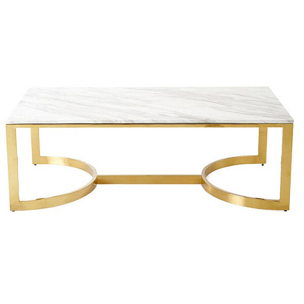 Журнальный столик с белой мраморной столешницей "Жаклин" 122 см - изображение 1