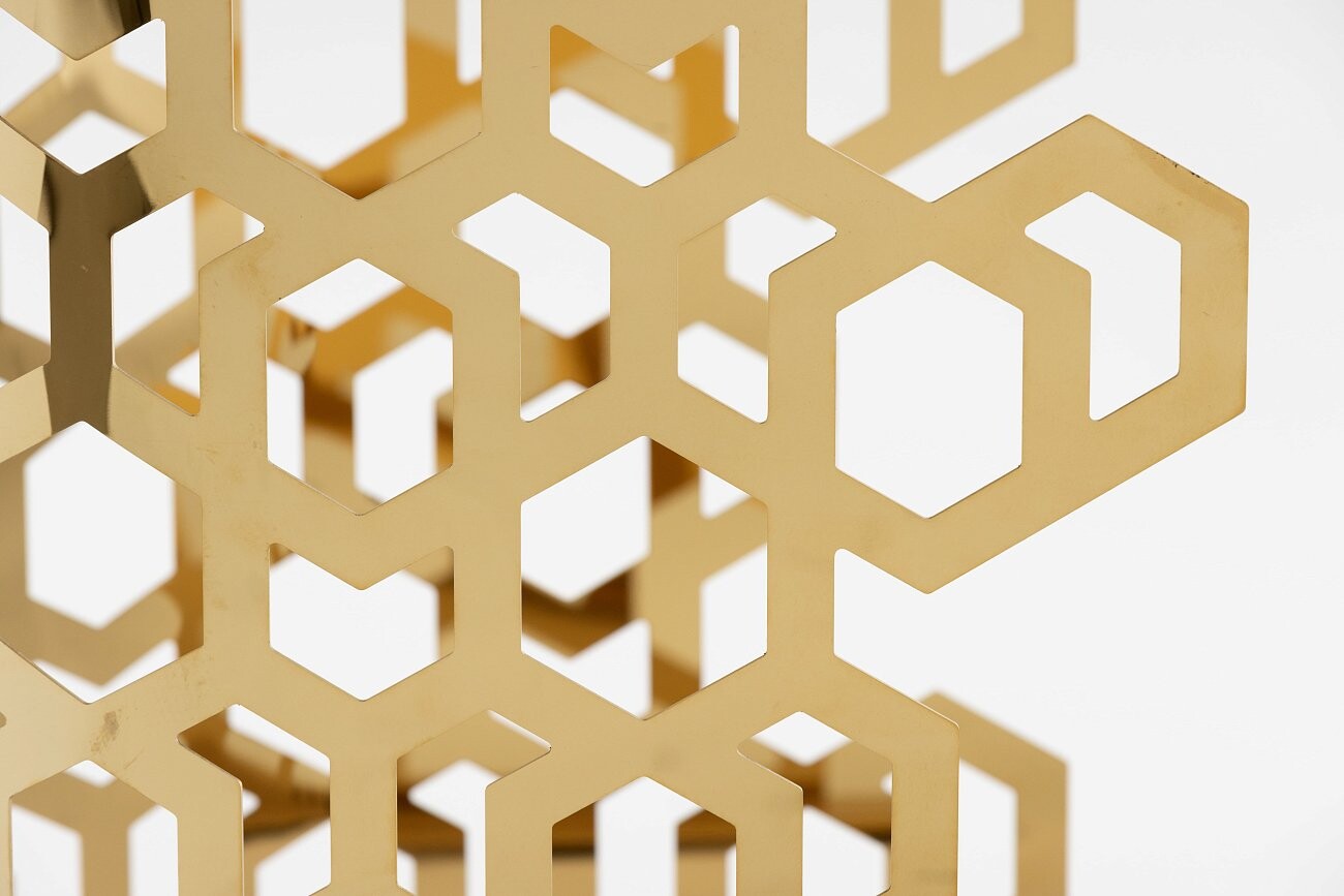 Журнальный столик с черной столешницей "Золотые соты" 80х140 см золото - изображение 3