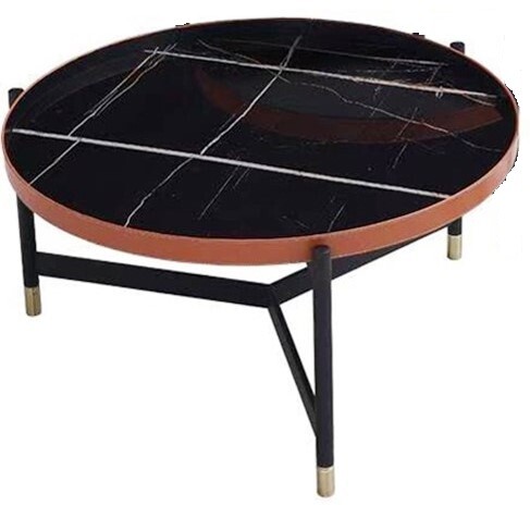 Журнальный столик "След звезды" черный с кожаной отделкой 78 см - изображение 1