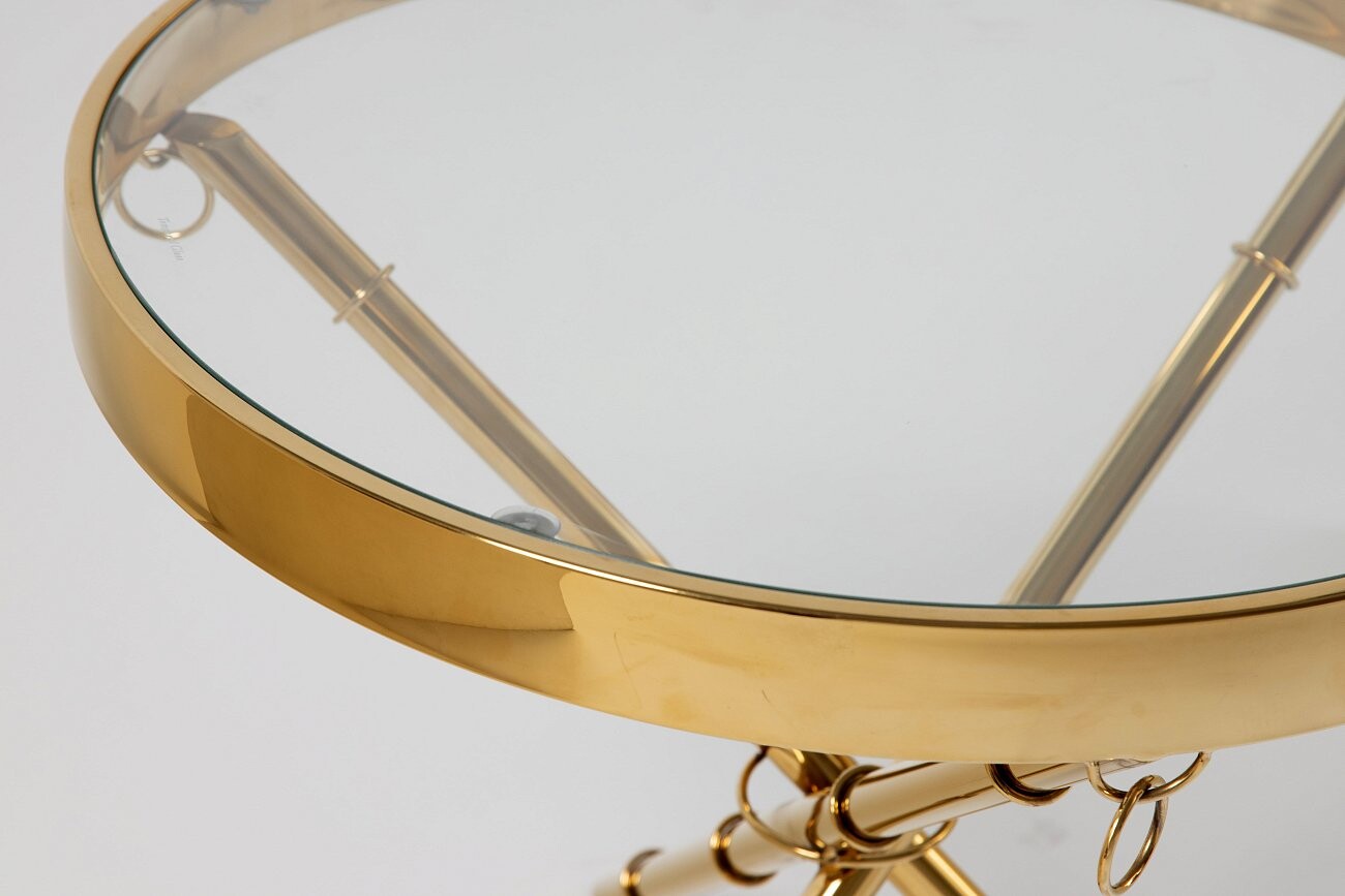 Кофейный столик круглый со стеклянной столешницей золото 60 см - изображение 2