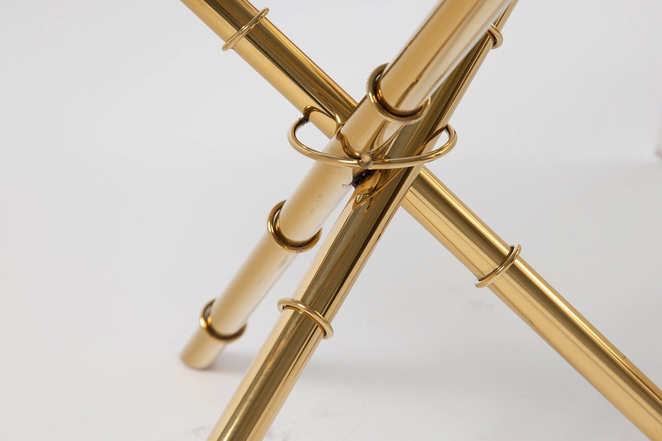 Кофейный столик круглый со стеклянной столешницей золото 60 см - изображение 3