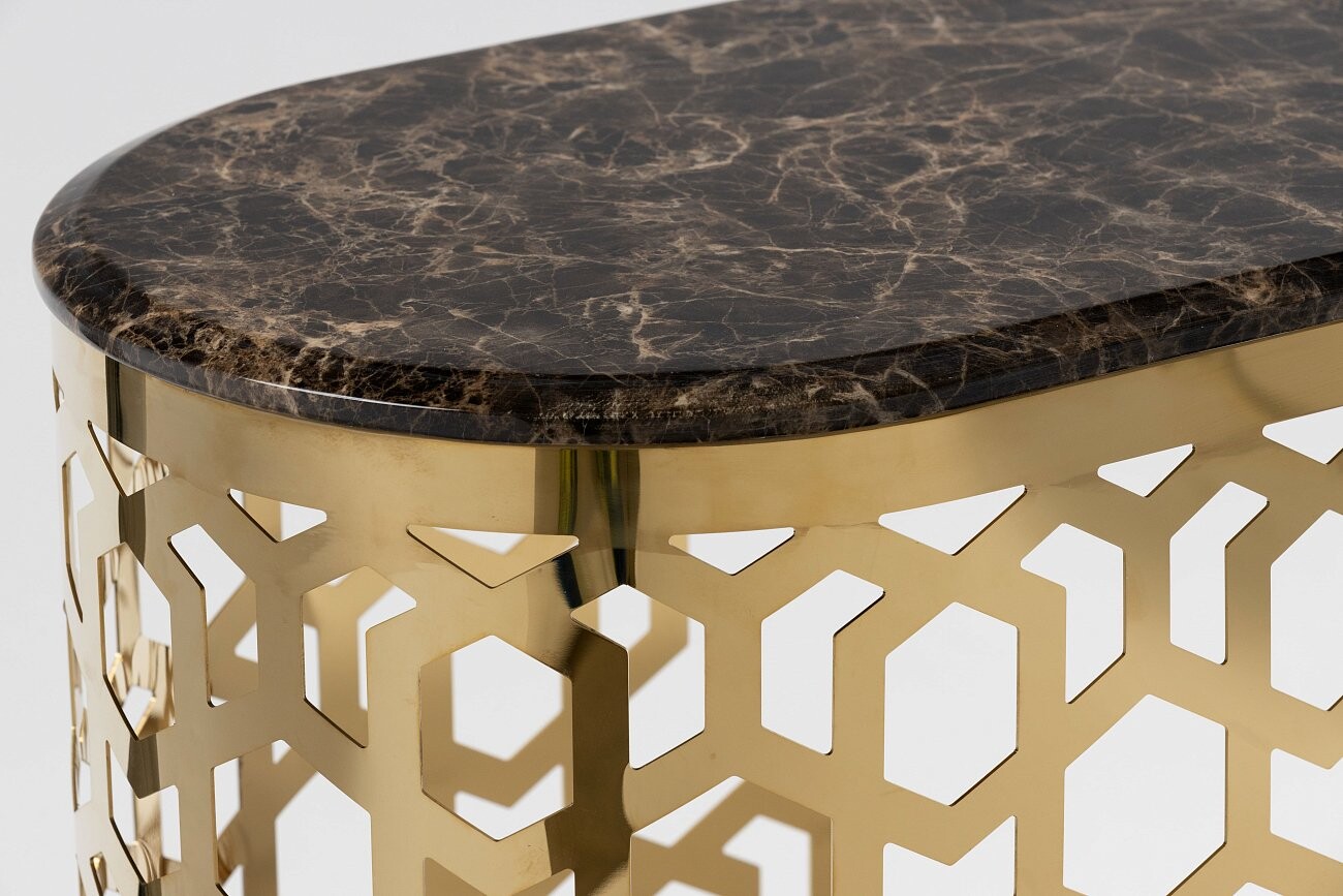 Консоль с коричневой мраморной столешницей "Золотые соты" - изображение 2