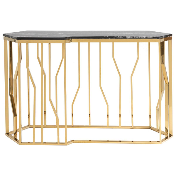 Консоль с серой мраморной столешницей Palisade золото - изображение 1