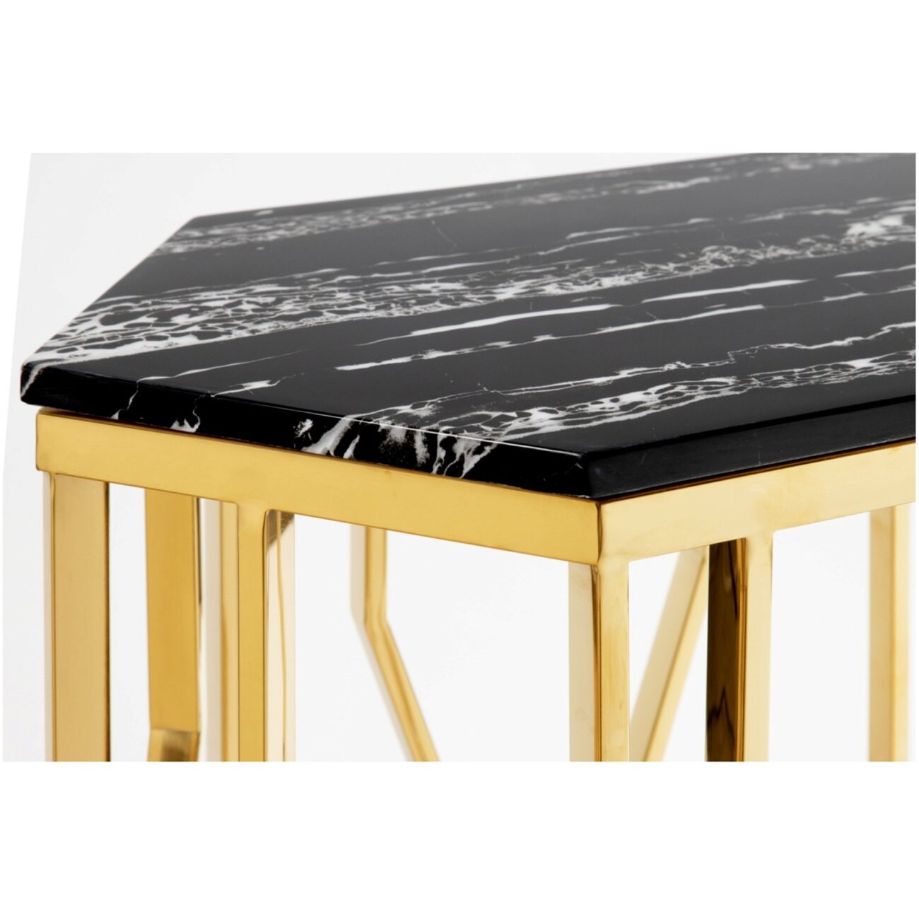 Консоль с серой мраморной столешницей Palisade золото - изображение 2