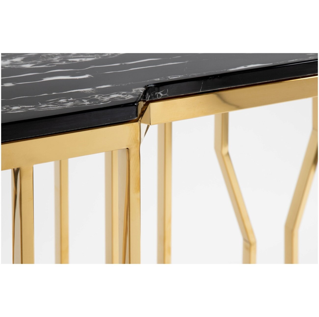 Консоль с серой мраморной столешницей Palisade золото - изображение 3
