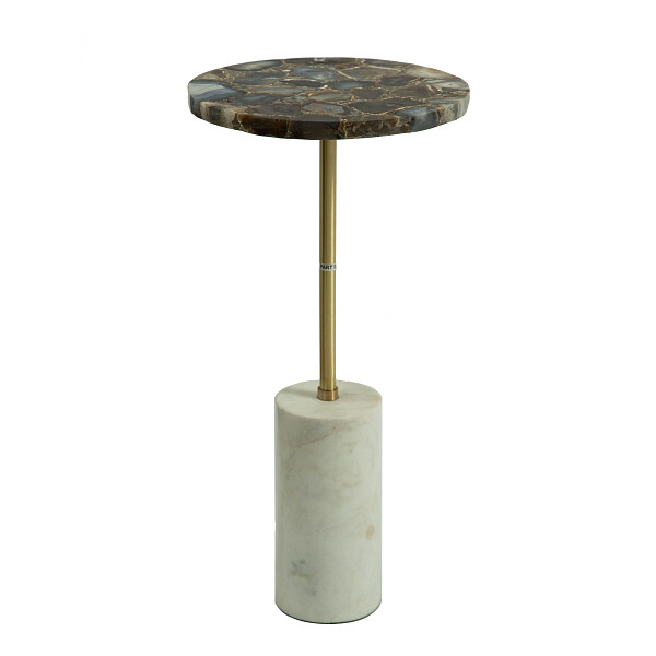 Приставной столик круглый из агата 30 см Amina черный - изображение 1