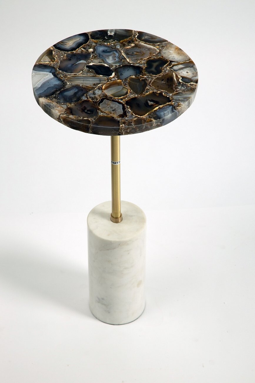 Приставной столик круглый из агата 30 см Amina черный - изображение 2