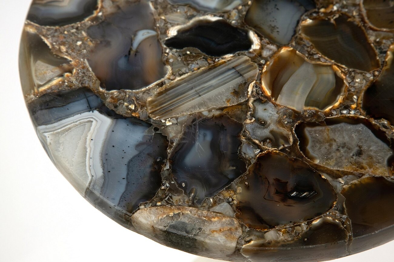 Приставной столик круглый из агата 30 см Amina черный - изображение 4