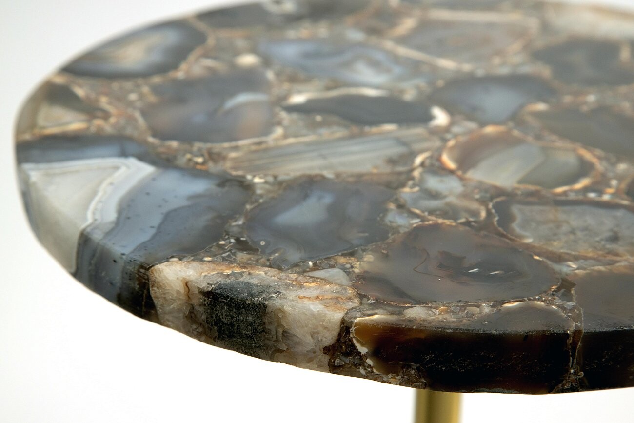 Приставной столик круглый из агата 30 см Amina черный - изображение 7