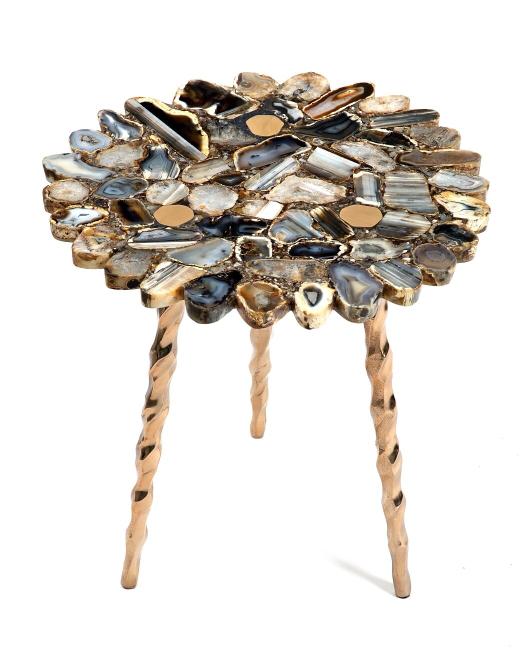 Чайный столик круглый из черного агата 48 см Estina - изображение 2