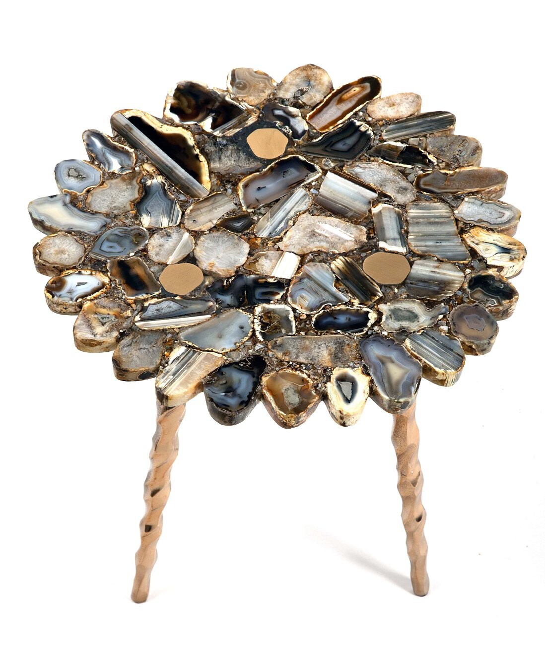 Чайный столик круглый из черного агата 48 см Estina - изображение 3